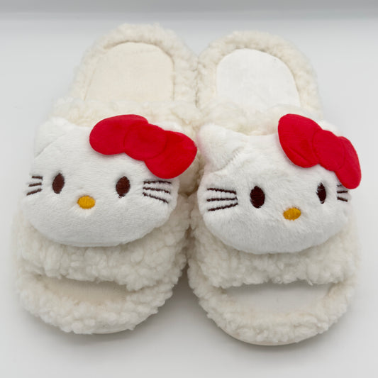 White Hello Kitty Fluffy Slippers