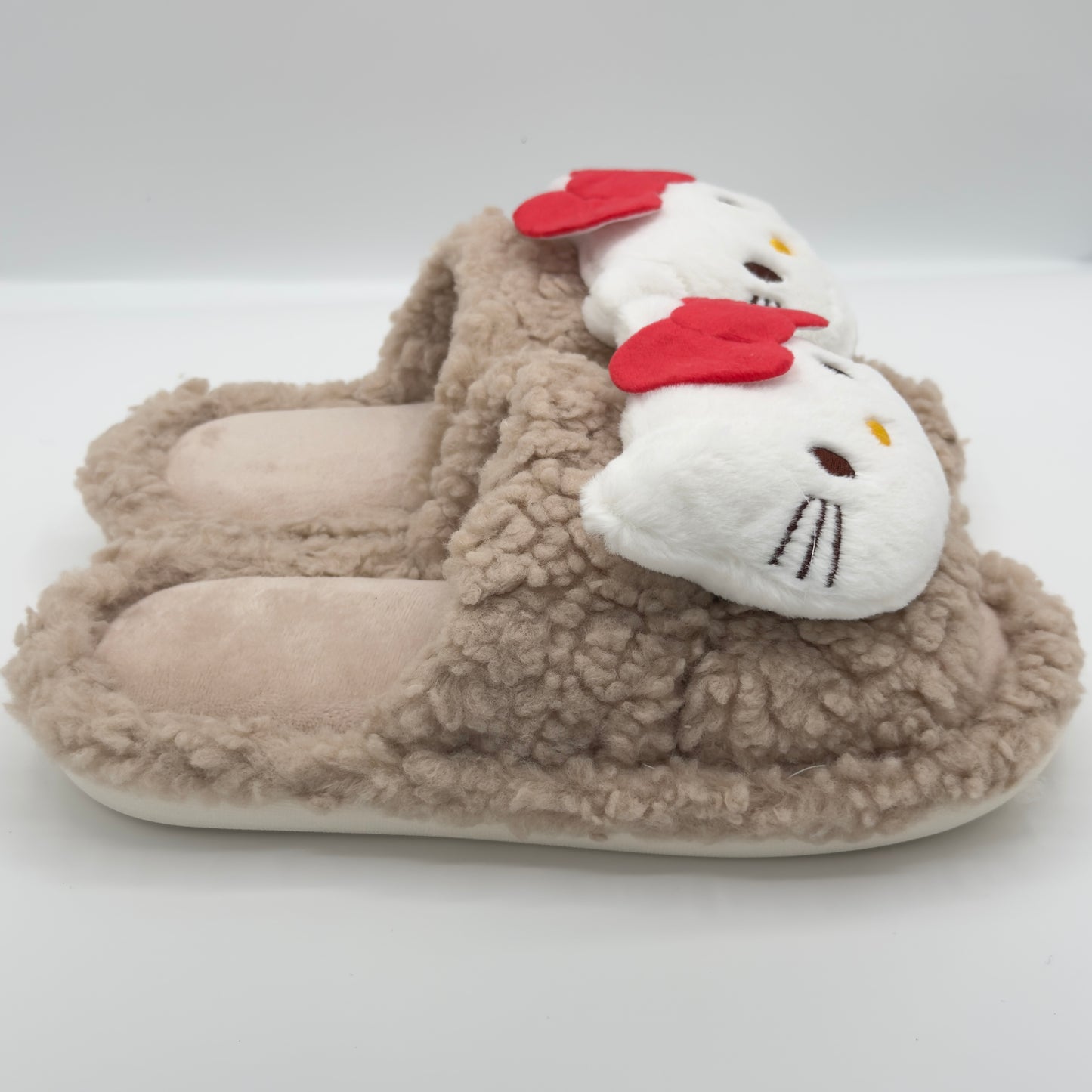 Brown Hello Kitty Fluffy Slippers